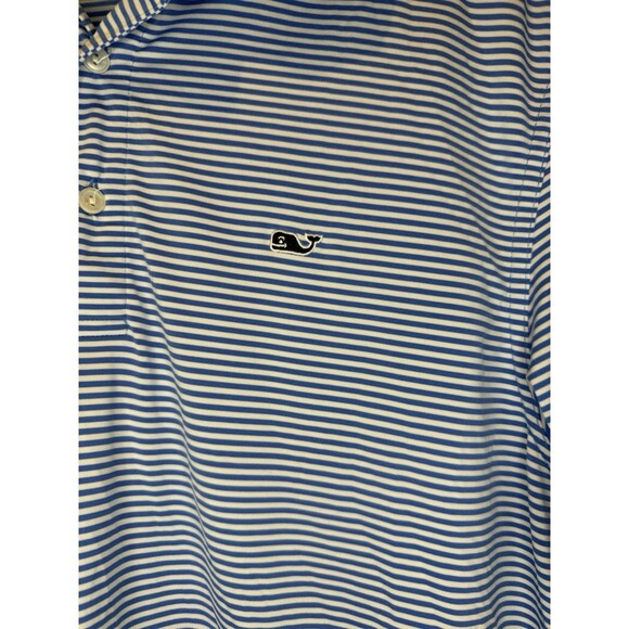 Vineyard Vines Performance Polo Shirt Men Medium Blue White Striped Stretch Golf - Picture 2 of 6
